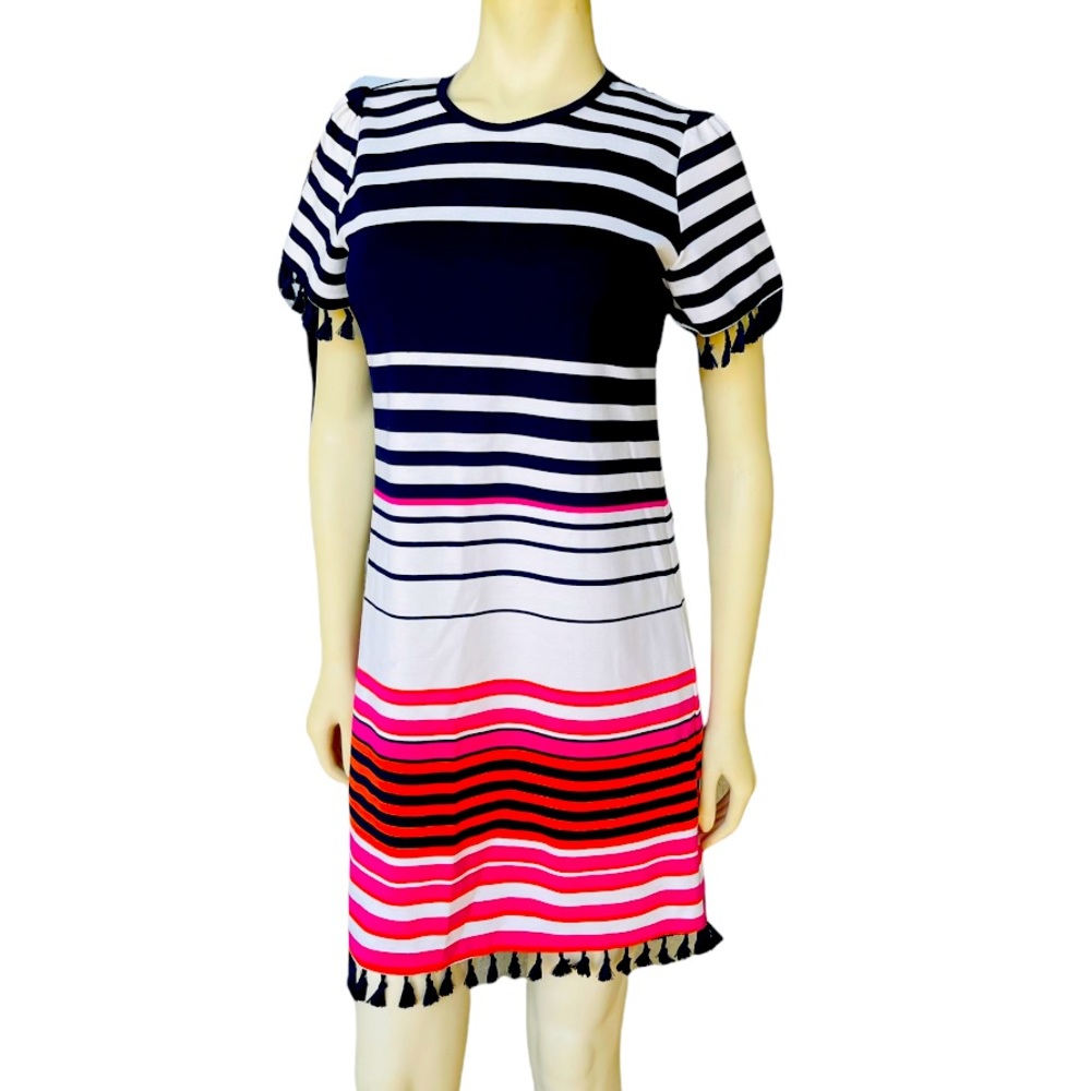 Jade Colorful Stripe Fringe Women’s Shift Dress